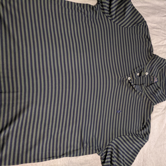 Polo olive green navy horizontal stripe size XL - Picture 4 of 5